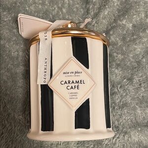 Anthropologie Black and White Caramel Café Candle